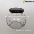 Hot sale 180ml round/pumpkin shape food glass bottle/glass storage jar with metal lid for food factory